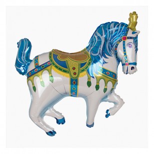 Blue Circus/Carousel Pony Supershape Balloon